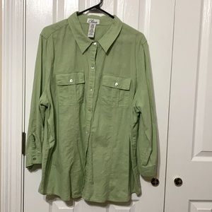Green button down ladies dress shirt